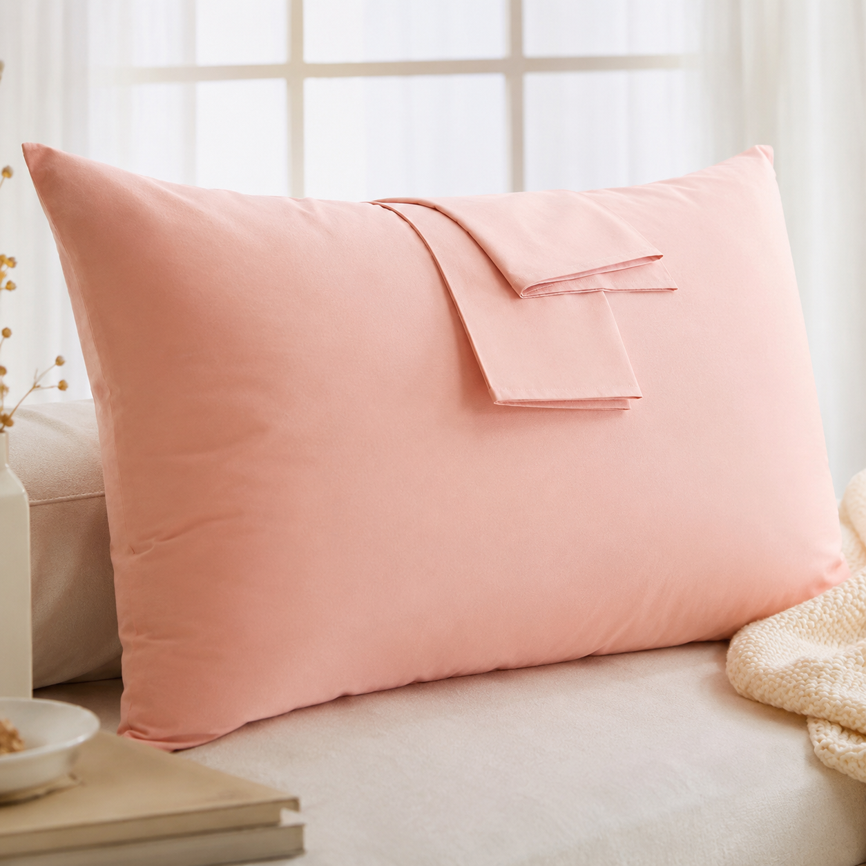 Taie d'oreiller 100% coton 50x70 cm unie – vue rapprochée du tissu coton