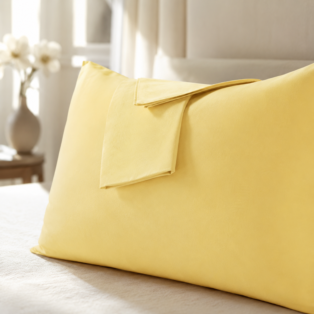 Taie d'oreiller 100% coton 50x70 cm unie – coloris bleu